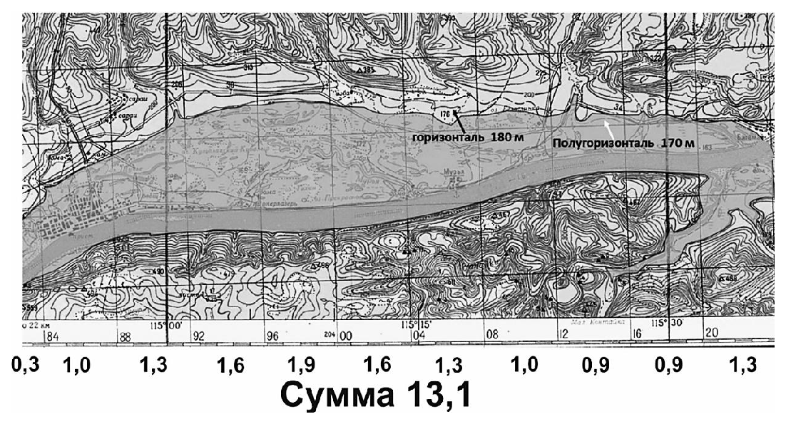 Официальная схема зоны затопления и подсчёта площади